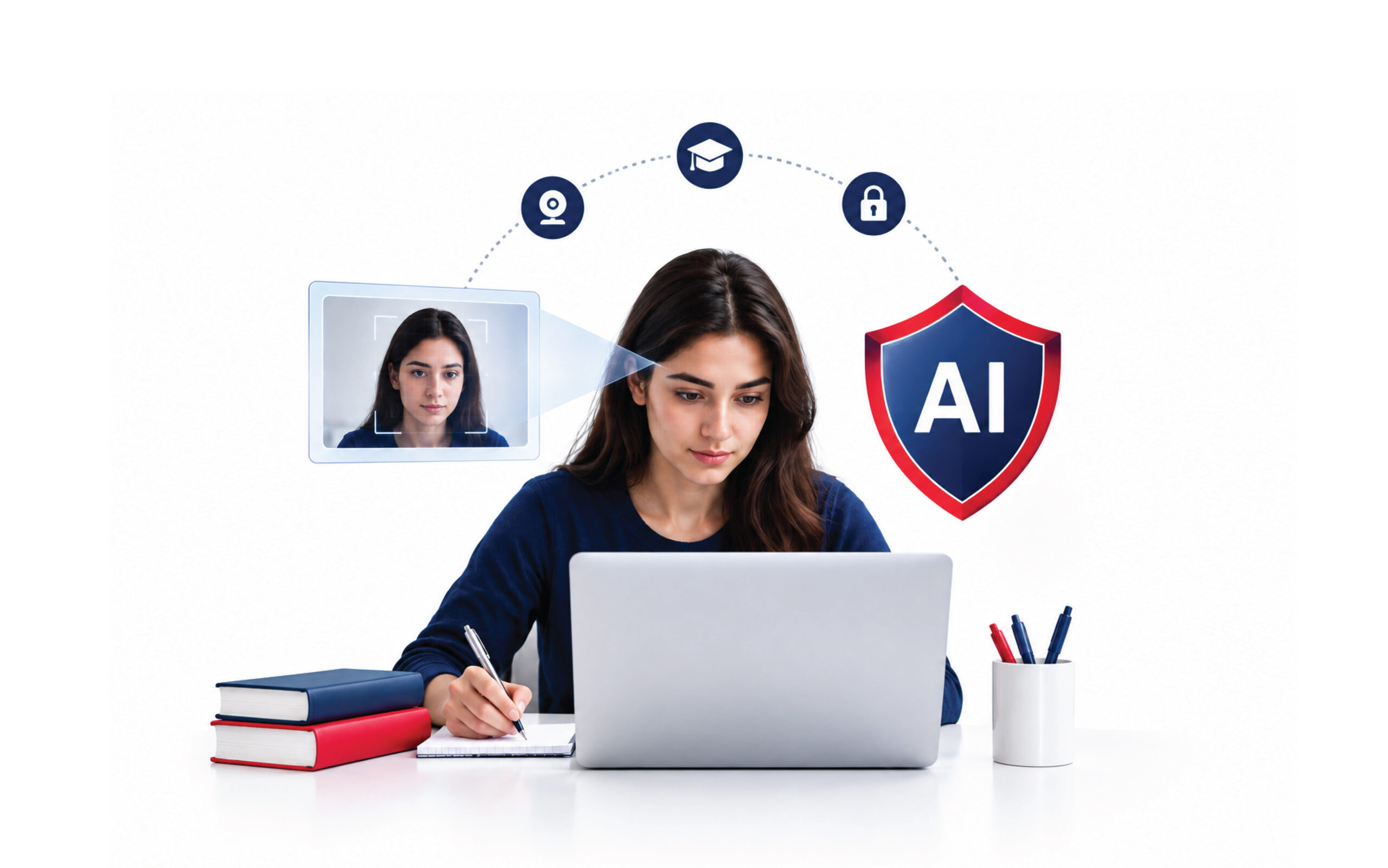 Maintaining academic integrity in online examinations with AI controls and facial identity verification