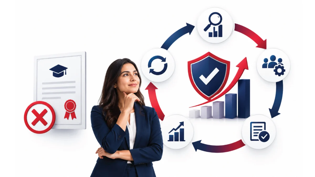 Professional reflecting on continuous quality assurance in education